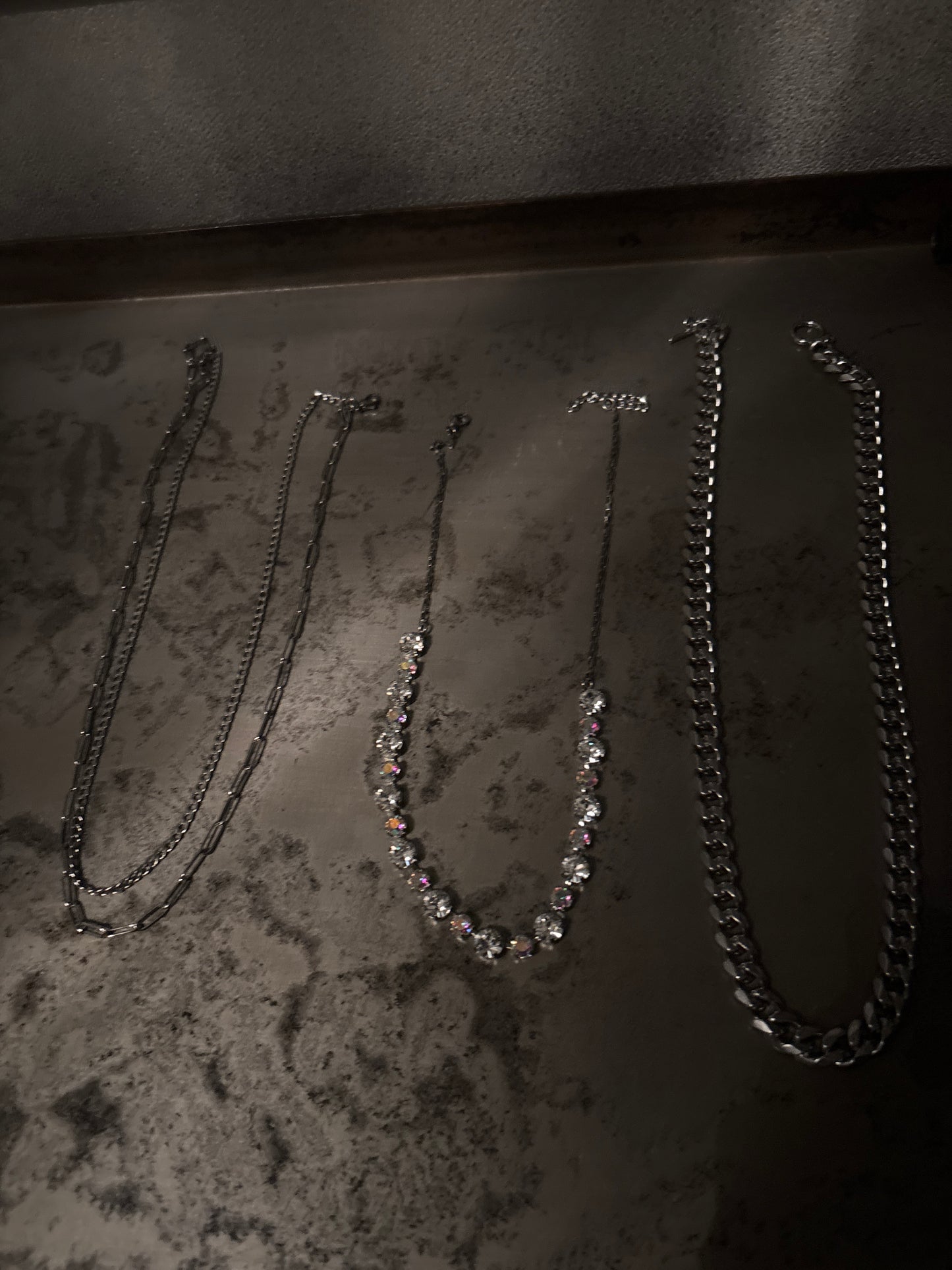 3 piece Clear Cicular Crystal Necklace Set