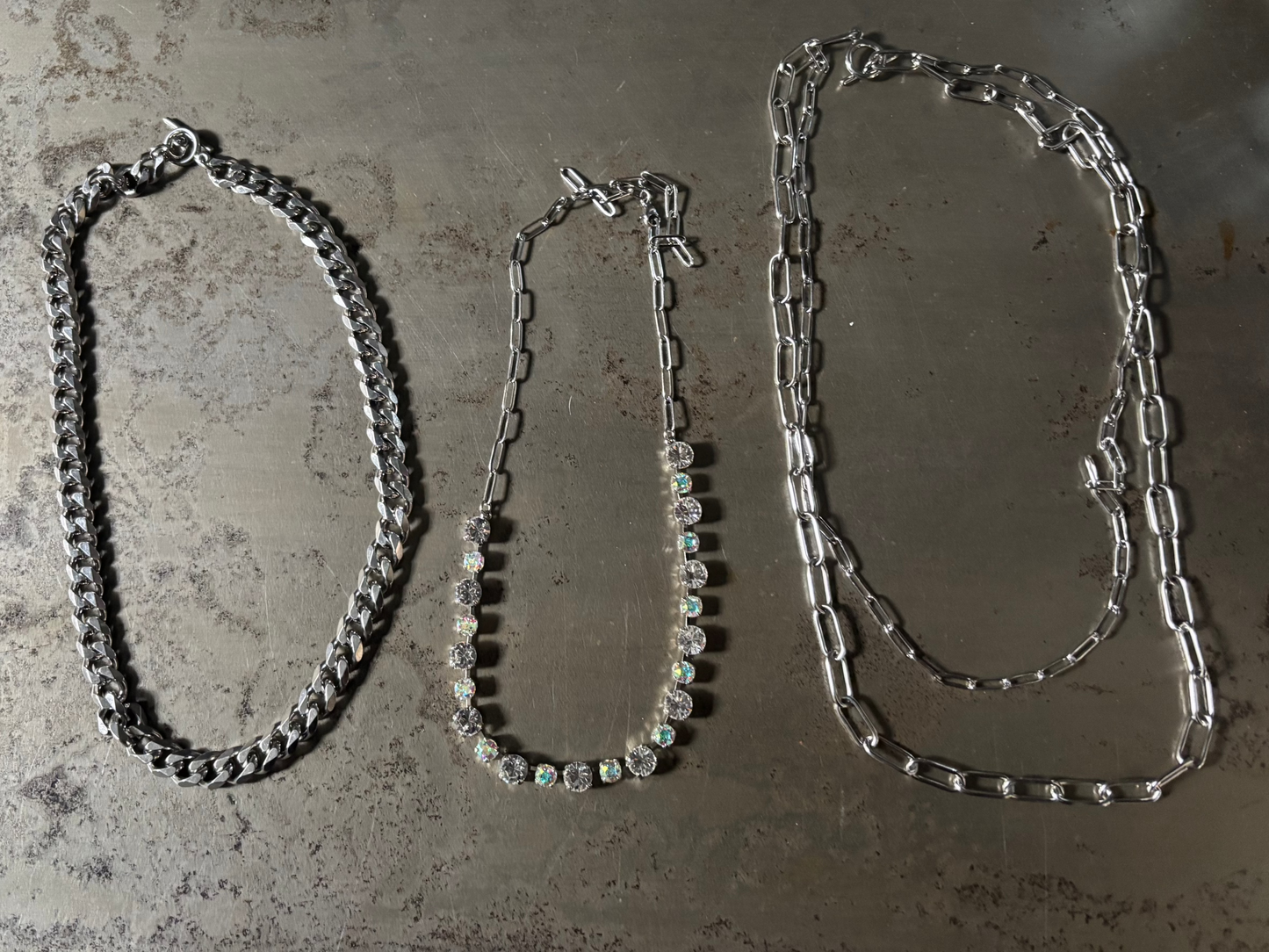 3 piece Clear Cicular Crystal Necklace Set