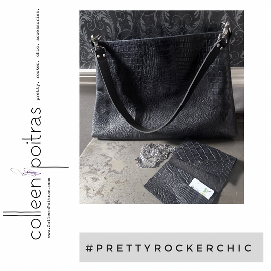 Crocodile Print Leather Bag