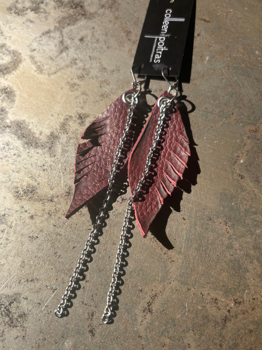 Leather Feather Earrings