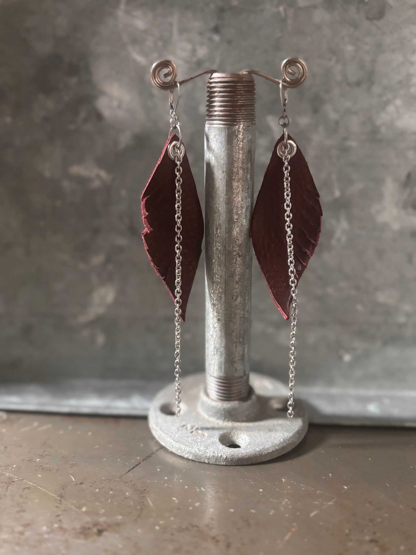 Leather Feather Earrings