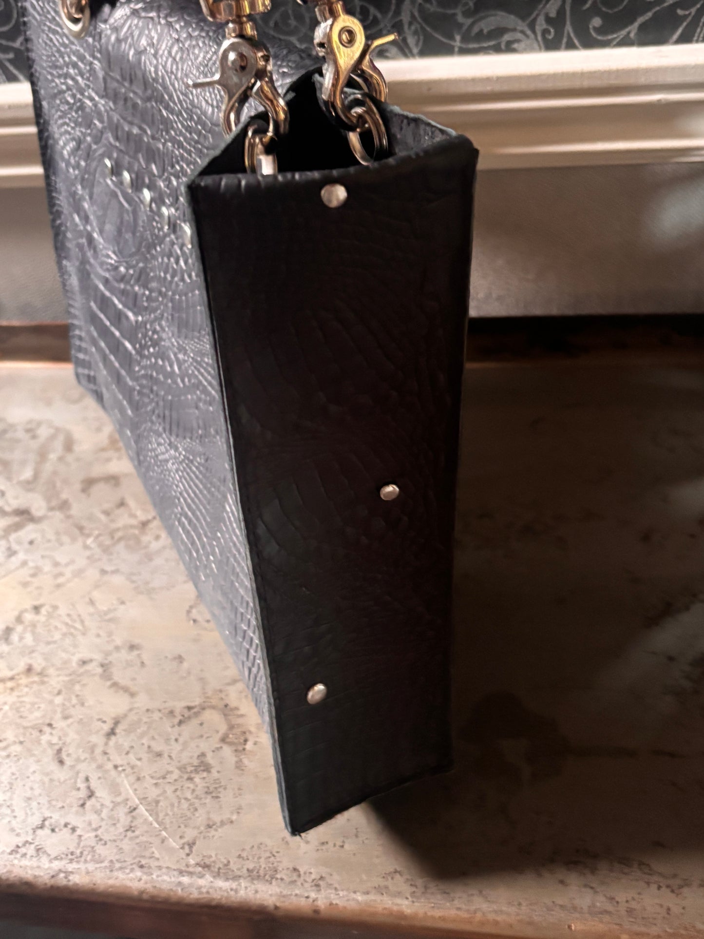 Crocodile Tote with Envelope Zippered Clutch