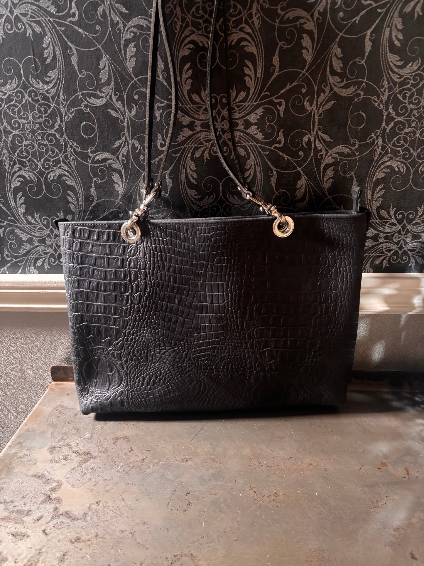 2 Piece Crocodile Print Tote/Crossbody