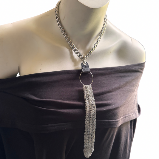 Leather Chain Dangle Necklace