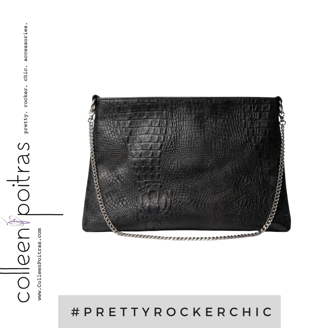 Crocodile Print Leather Bag