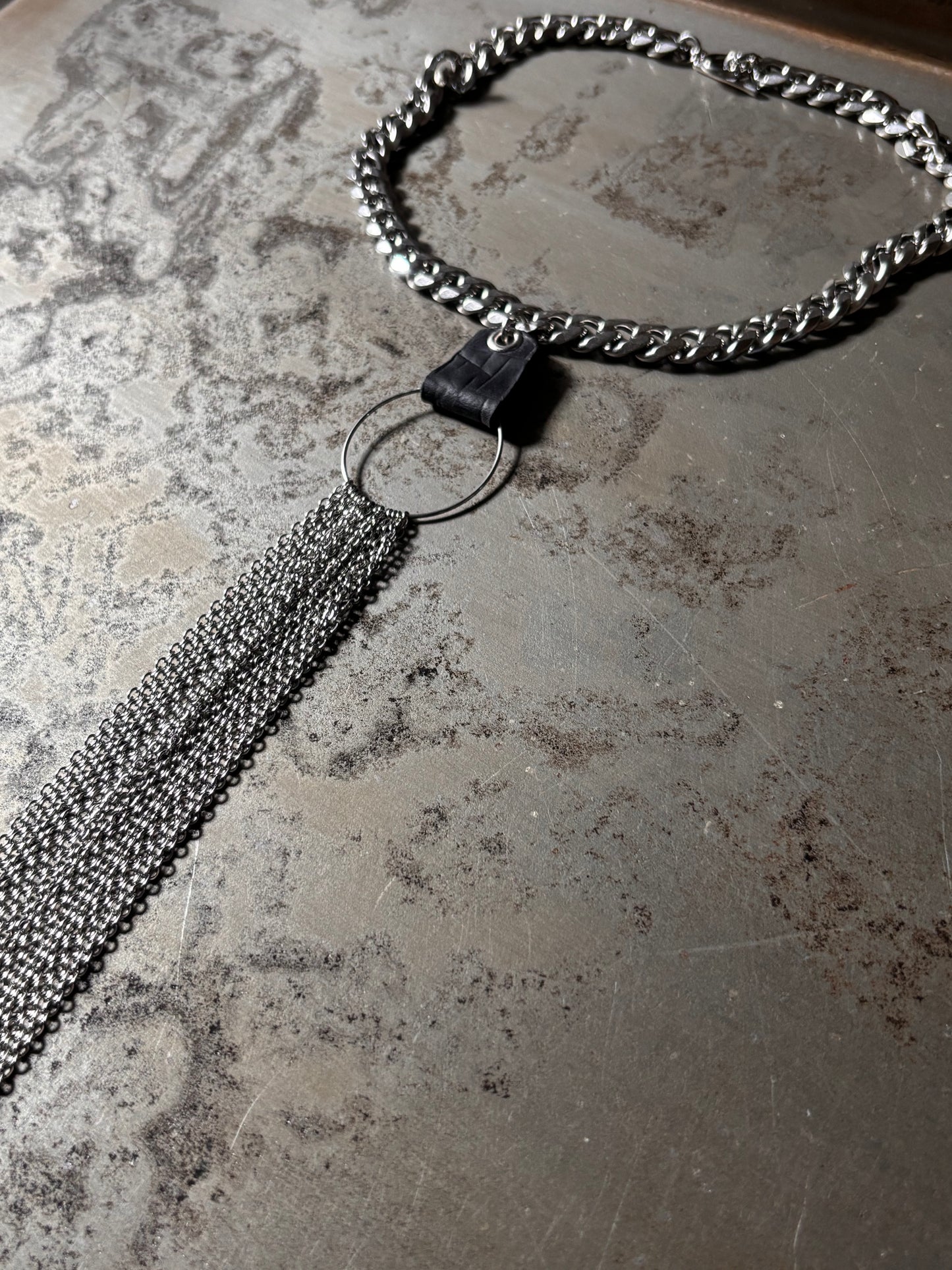 Leather Chain Dangle Necklace