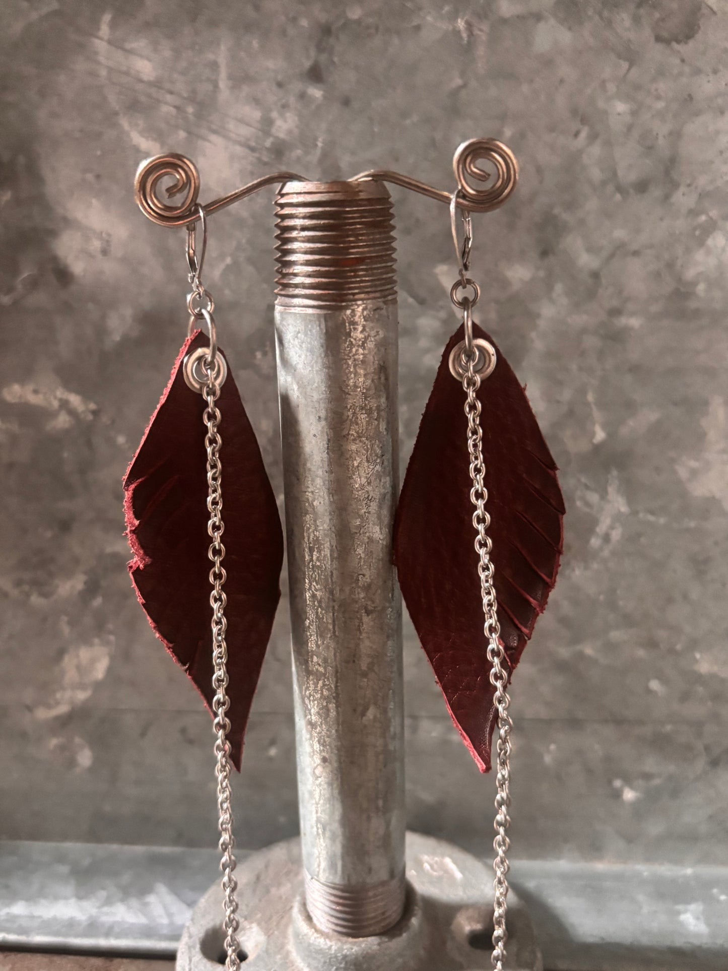 Leather Feather Earrings