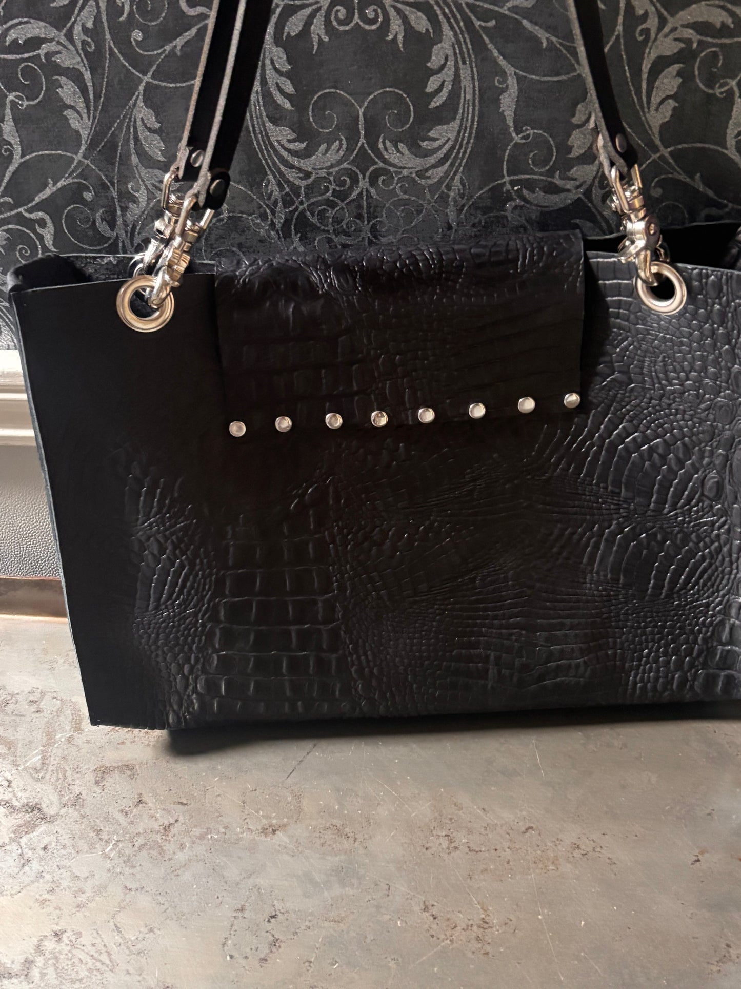 Crocodile Tote with Envelope Zippered Clutch