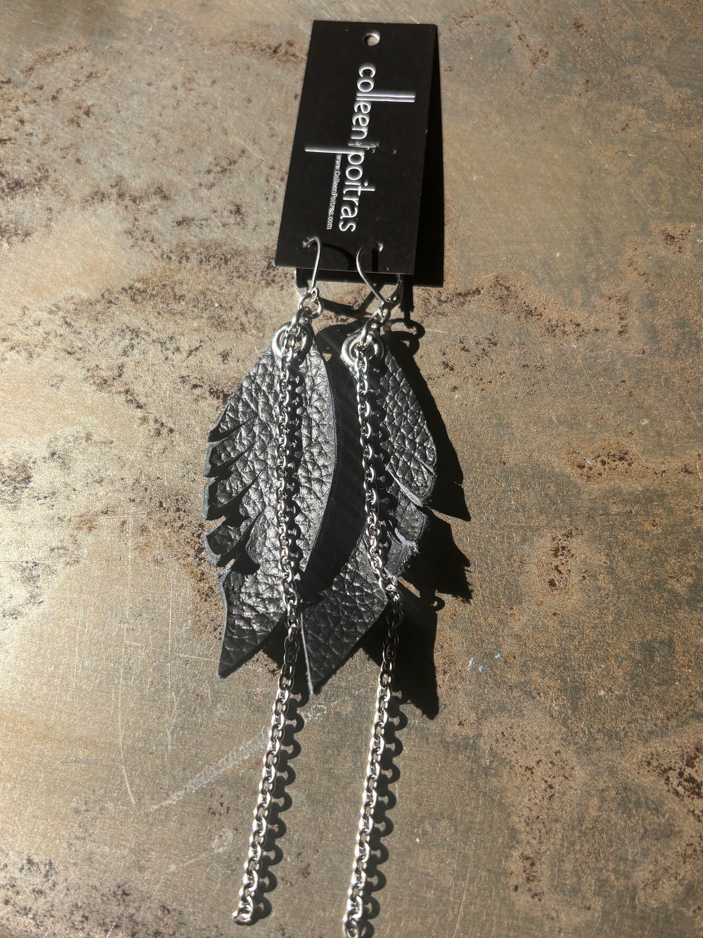 Leather Feather Earrings