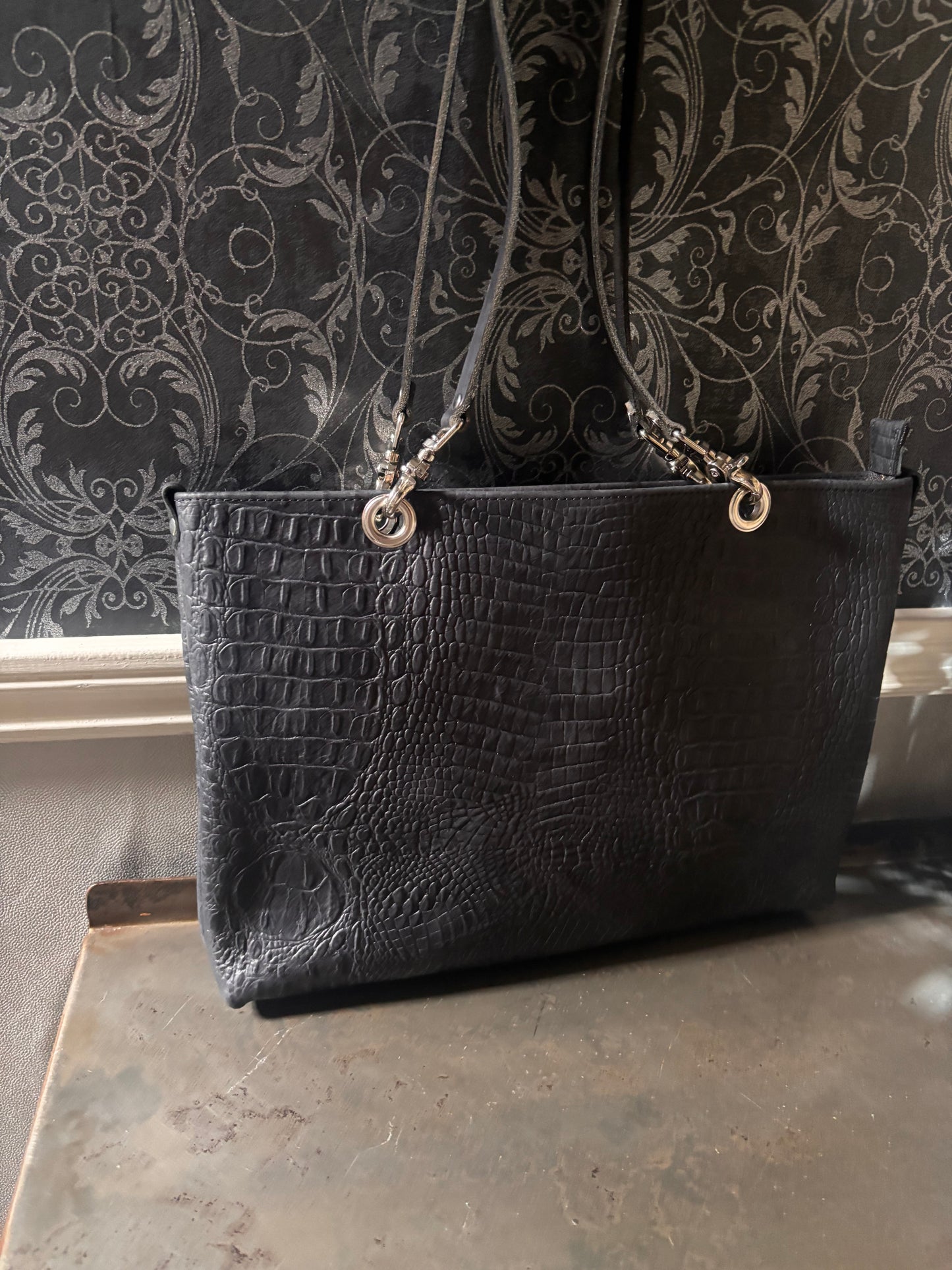 2 Piece Crocodile Print Tote/Crossbody