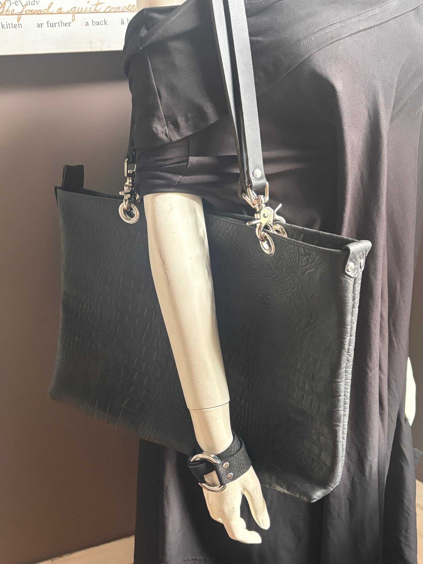 2 Piece Crocodile Print Tote/Crossbody