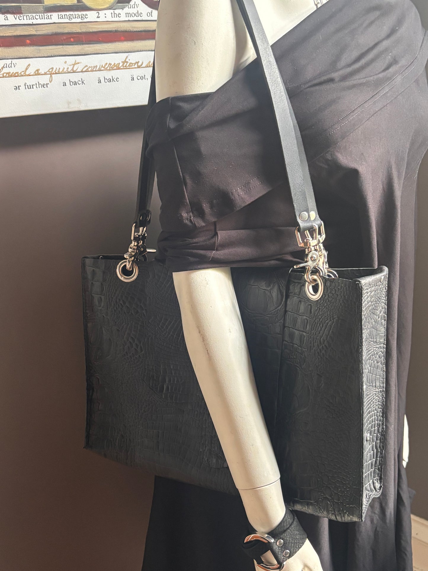Crocodile Tote with Envelope Zippered Clutch