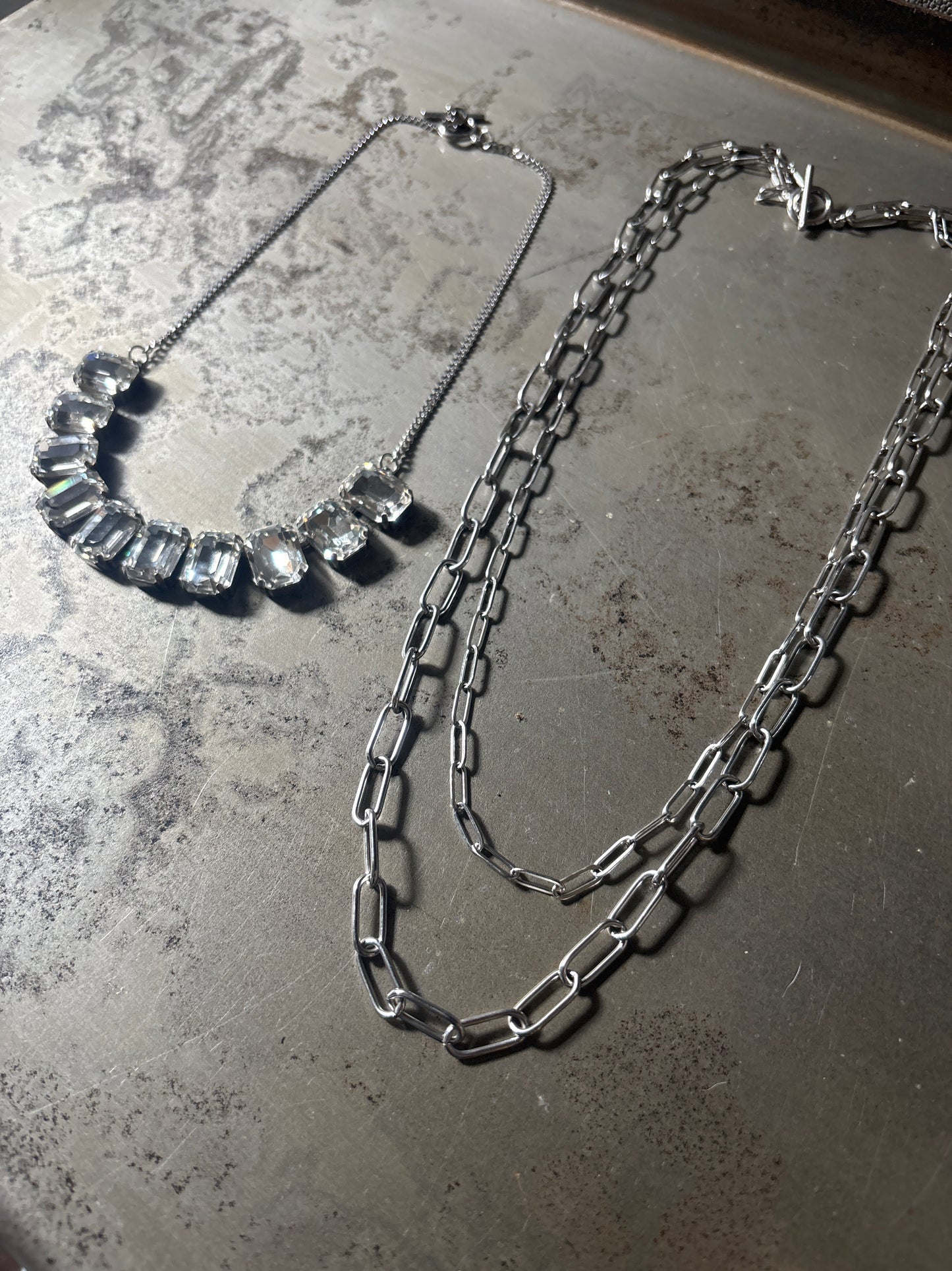 2 Piece Clear Crystal Necklace Set