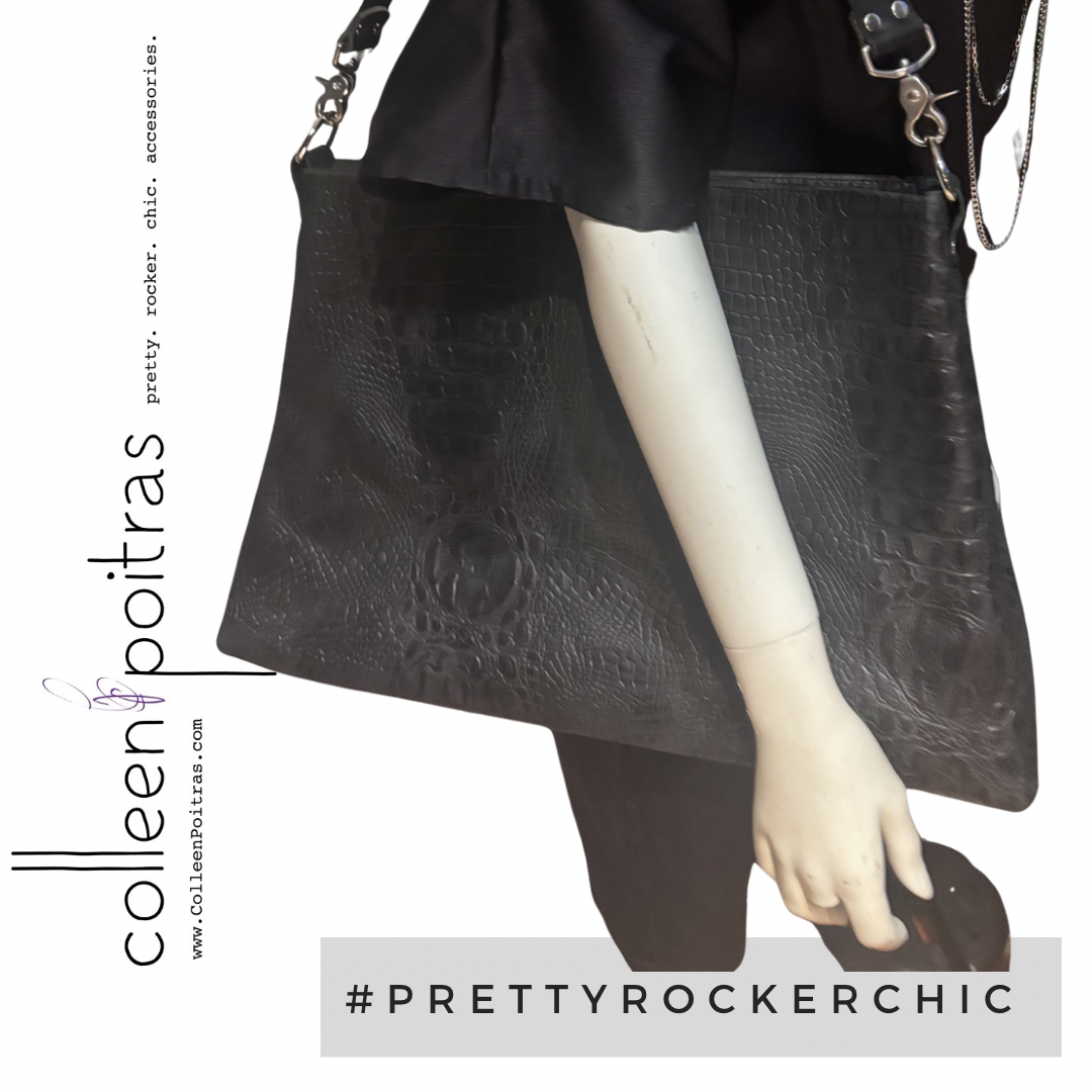 Crocodile Print Leather Bag