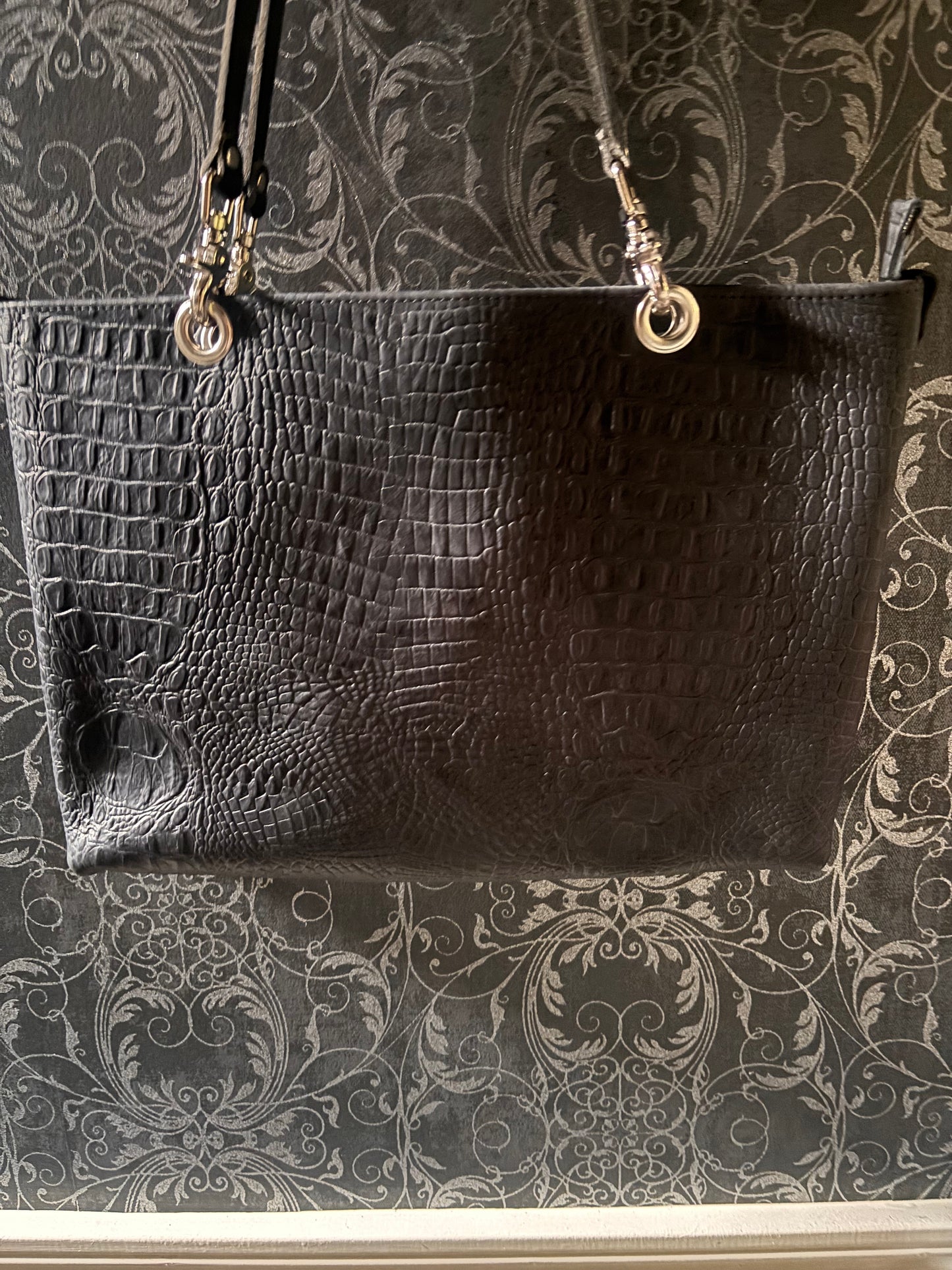 2 Piece Crocodile Print Tote/Crossbody