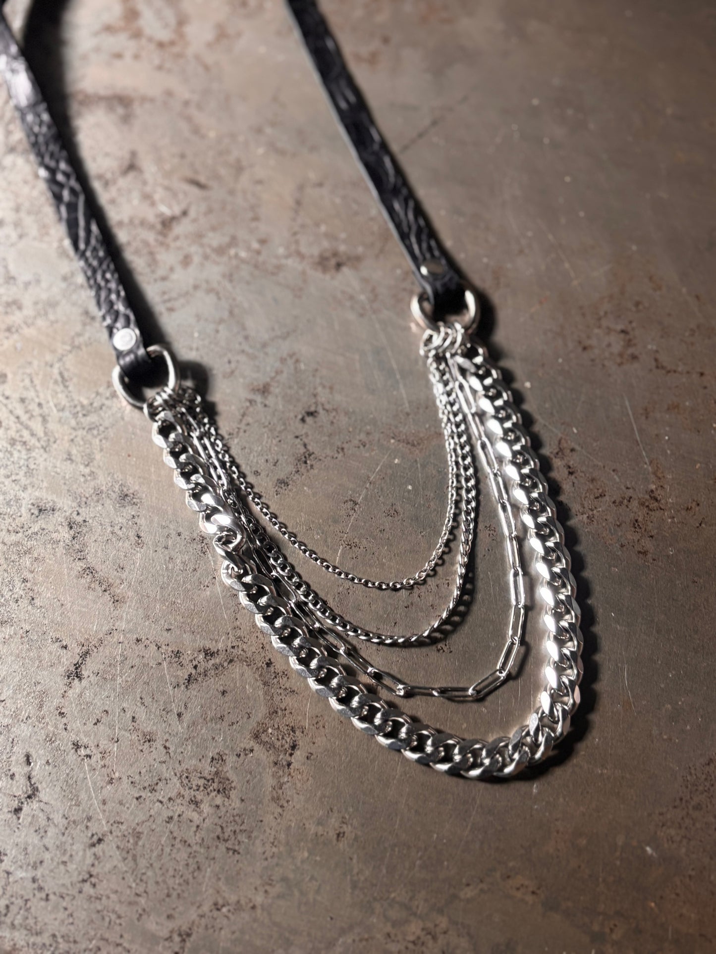 Leather and Chain Necklace