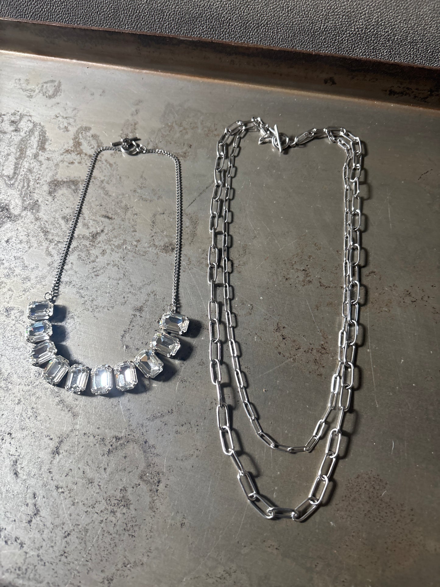 2 Piece Clear Crystal Necklace Set