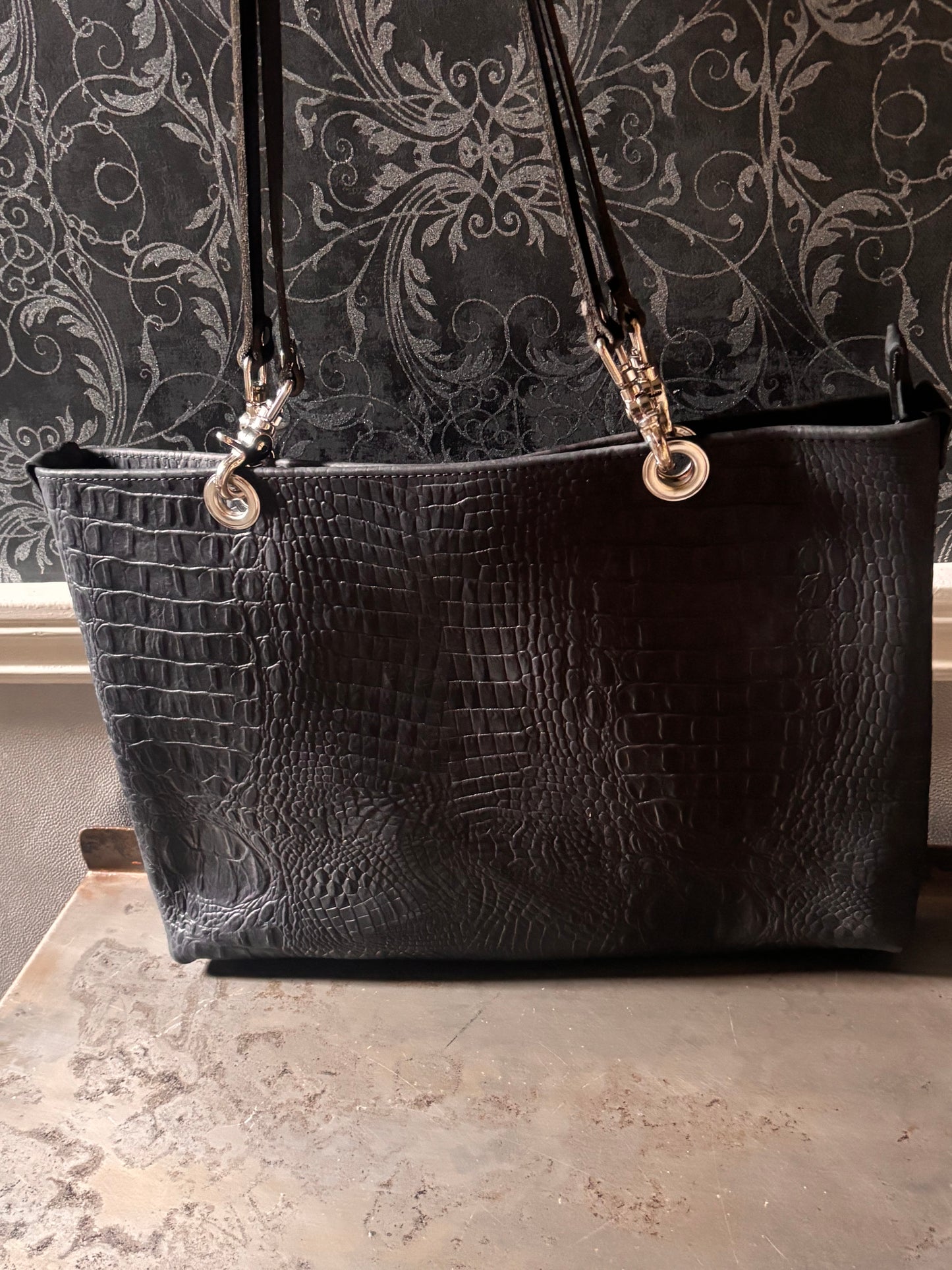2 Piece Crocodile Print Tote/Crossbody