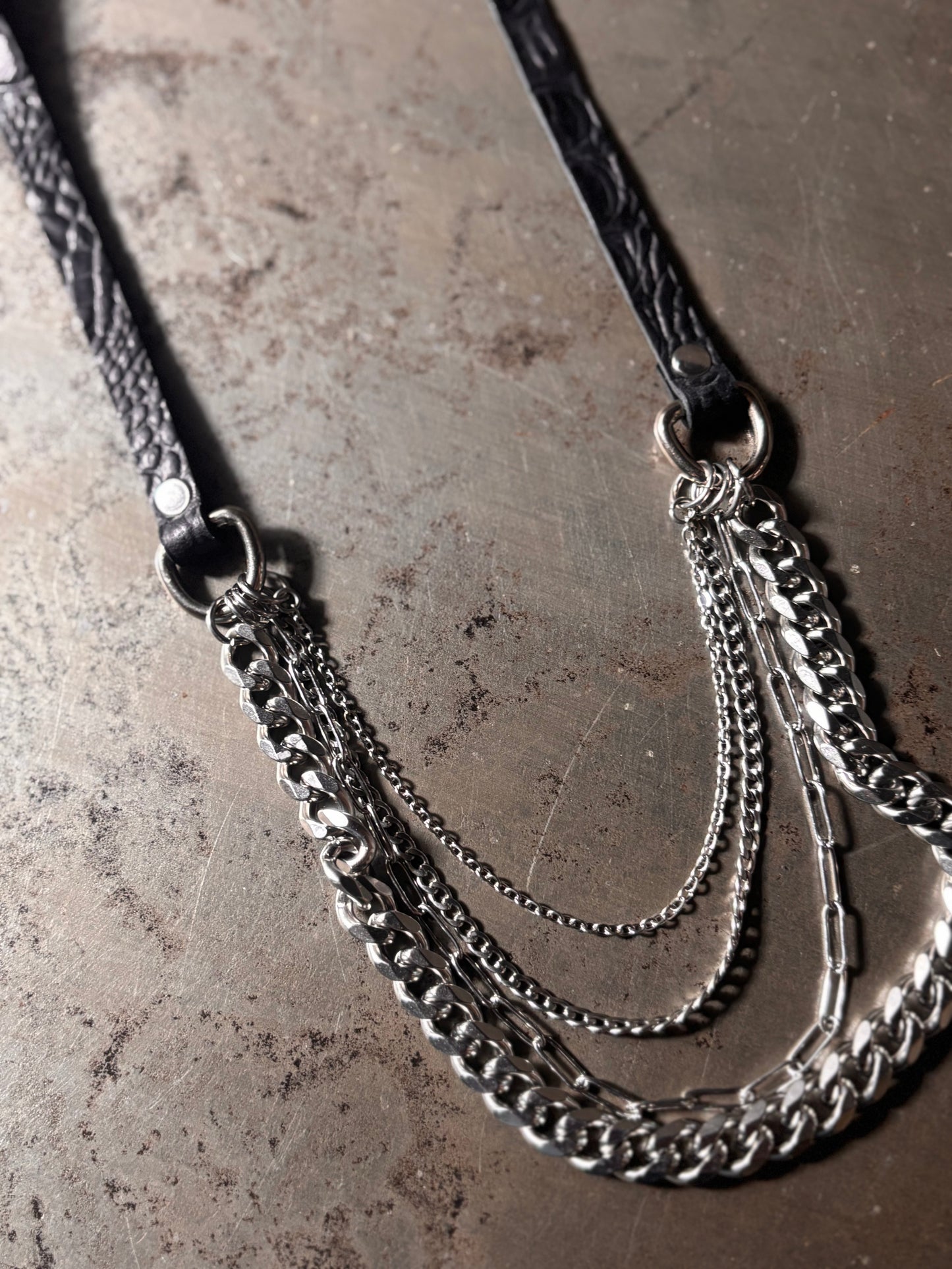 Leather and Chain Necklace