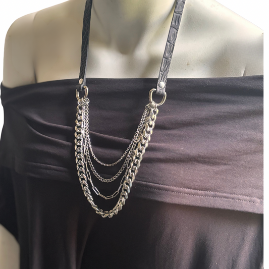 Leather and Chain Necklace