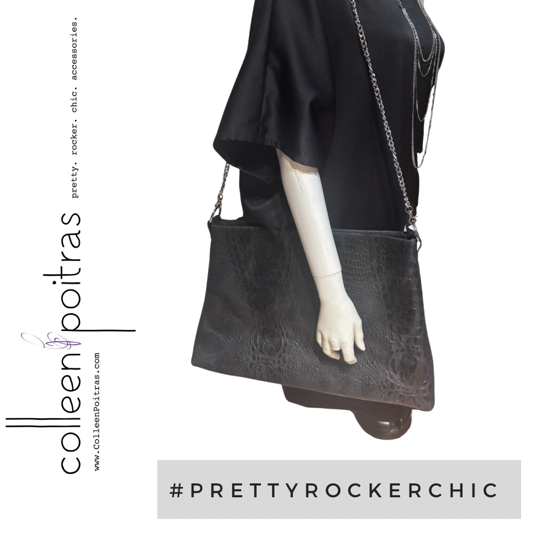 Crocodile Print Leather Bag