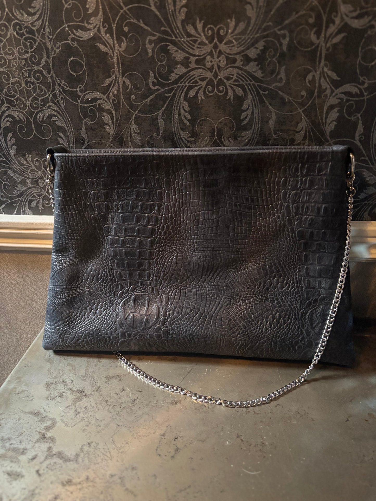 Crocodile Print Leather Bag