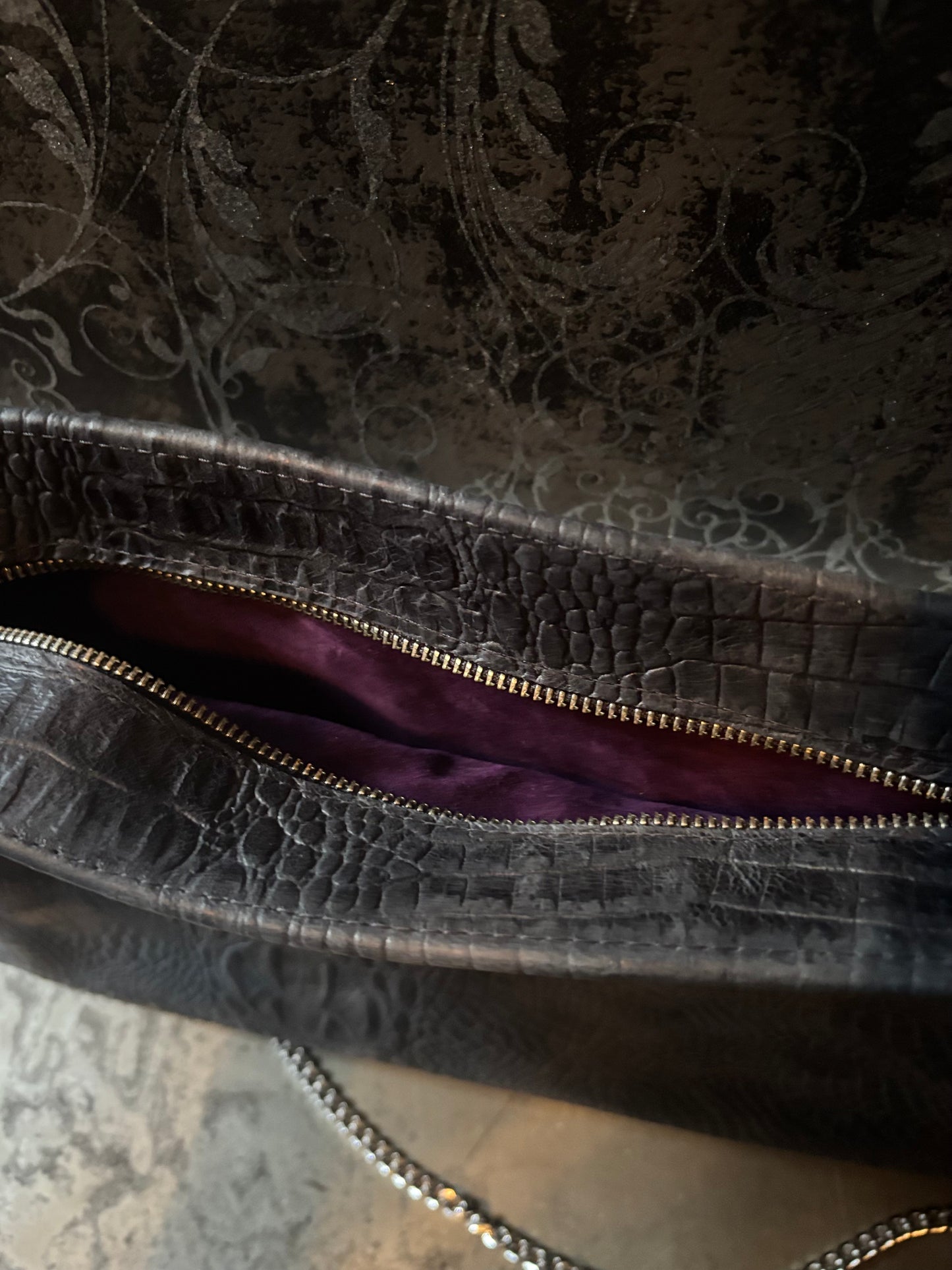 Crocodile Print Leather Bag
