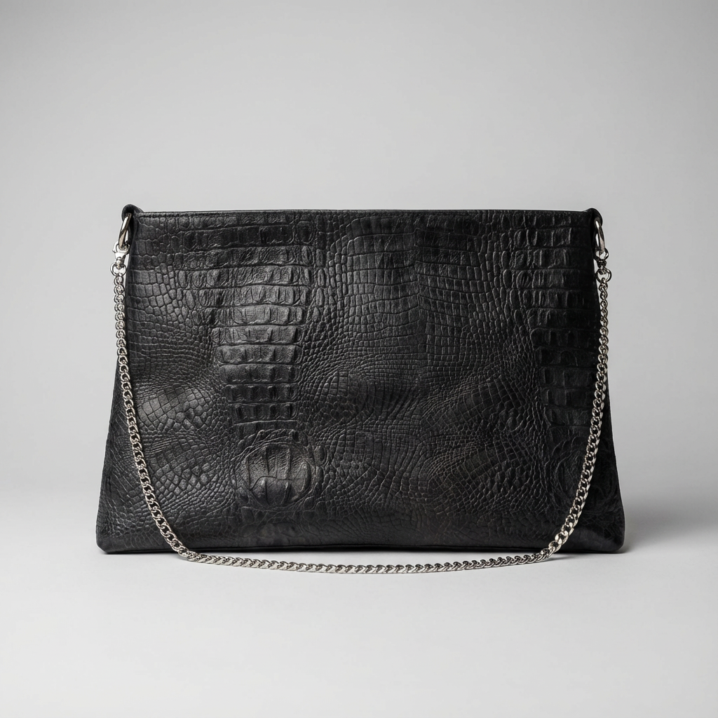 Crocodile Print Leather Bag