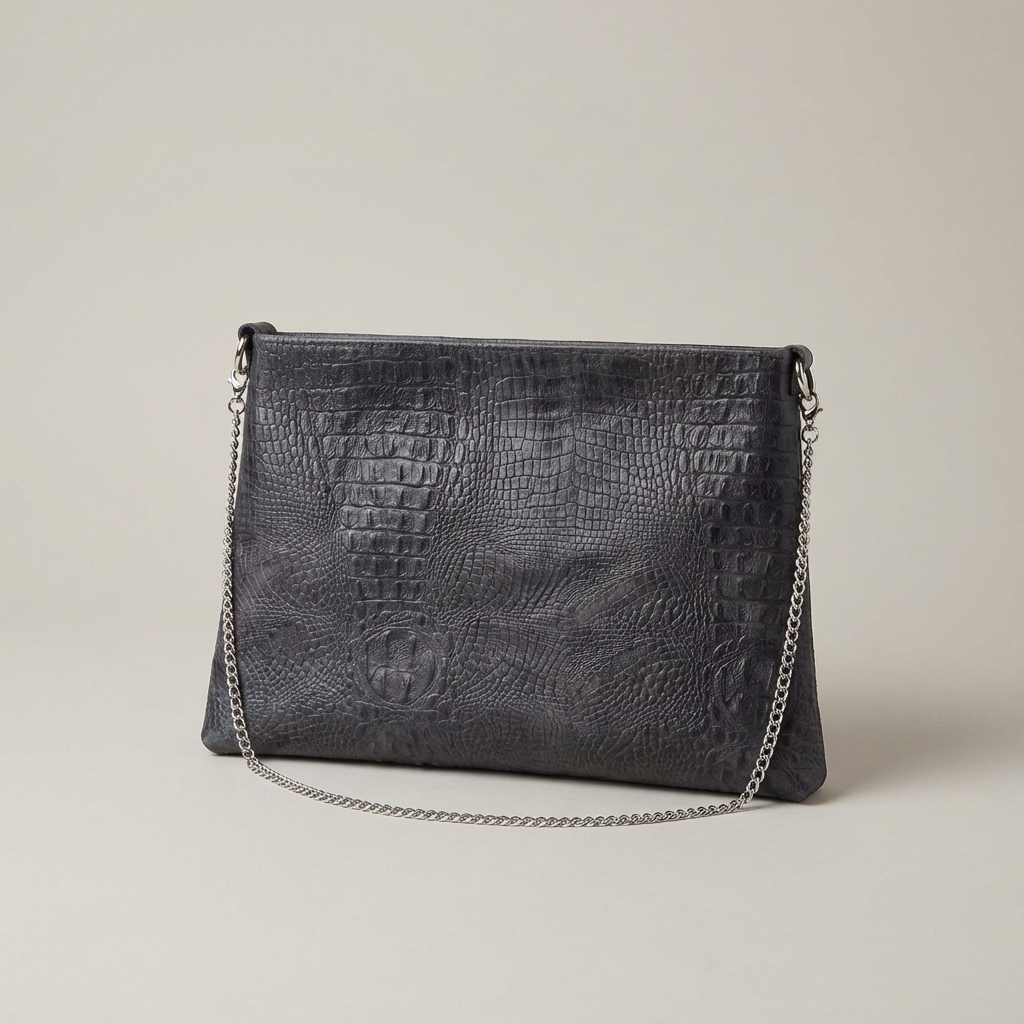 Crocodile Print Leather Bag